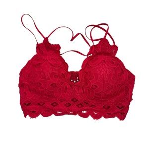Wishlist Lace Lipstick Red Lace Bralette Small